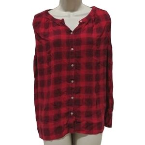 Red & Black Plaid Button Up Tank Top
